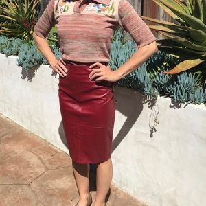 Vintage Leather Pencil Skirt - size Small